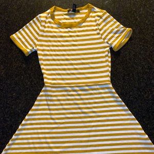 FOREVER 21 Yellow/White Skater Dress